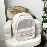 Darrahopens Pet Care > Cat Supplies > Cat Carriers & Crates White cat backpack carrier, pet travel carrier, breathable cat backpack, stylish cat carrier, cat supplies Australia, durable cat carrier, padded cat backpack