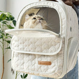 Darrahopens Pet Care > Cat Supplies > Cat Carriers & Crates White cat backpack carrier, pet travel carrier, breathable cat backpack, stylish cat carrier, cat supplies Australia, durable cat carrier, padded cat backpack
