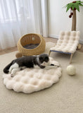 Darrahopens Pet Care > Cat Supplies > Cat Furniture Beige Plush Round Cat Mat - Soft Faux Fur Sleeping Pad (40cm Diameter)