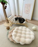 Darrahopens Pet Care > Cat Supplies > Cat Furniture Beige Plush Round Cat Mat - Soft Faux Fur Sleeping Pad (40cm Diameter)