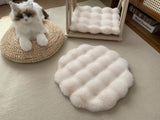 Darrahopens Pet Care > Cat Supplies > Cat Furniture Beige Plush Round Cat Mat - Soft Faux Fur Sleeping Pad (40cm Diameter)