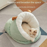 Darrahopens Pet Care > Cat Supplies > Cat Furniture Cat Bed - Comfortable Slipper-Shaped Cat Bed - Semi-Closed Pet Den - Suitable for Indoor Cats and Small Dogs - Warm Plush Cat and Dog Bed - Non-Slip Bottom - 50*35*30 cm - Vegetable
