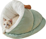 Darrahopens Pet Care > Cat Supplies > Cat Furniture Cat Bed - Comfortable Slipper-Shaped Cat Bed - Semi-Closed Pet Den - Suitable for Indoor Cats and Small Dogs - Warm Plush Cat and Dog Bed - Non-Slip Bottom - 50*35*30 cm - Vegetable