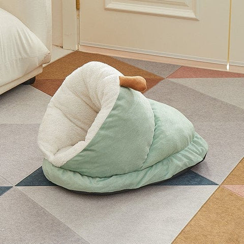 Darrahopens Pet Care > Cat Supplies > Cat Furniture Cat Bed - Comfortable Slipper-Shaped Cat Bed - Semi-Closed Pet Den - Suitable for Indoor Cats and Small Dogs - Warm Plush Cat and Dog Bed - Non-Slip Bottom - 50*35*30 cm - Vegetable