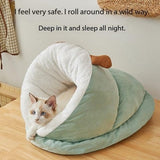 Darrahopens Pet Care > Cat Supplies > Cat Furniture Cat Bed - Comfortable Slipper-Shaped Cat Bed - Semi-Closed Pet Den - Suitable for Indoor Cats and Small Dogs - Warm Plush Cat and Dog Bed - Non-Slip Bottom - 50*35*30 cm - Vegetable