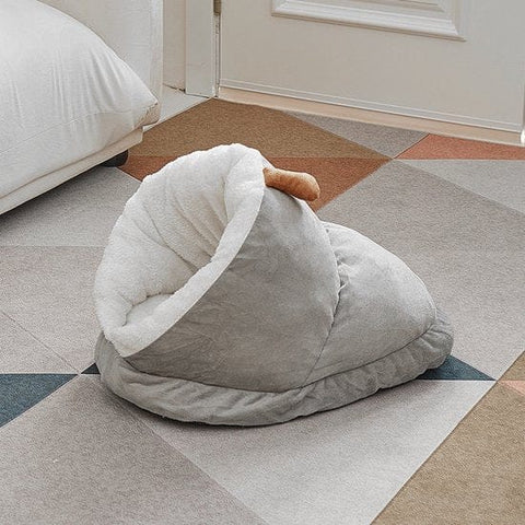 Darrahopens Pet Care > Cat Supplies > Cat Furniture Cat Bed - Comfortable Slipper-Shaped Cat Bed - Semi-Enclosed Pet Den - Suitable for Indoor Cats and Small Dogs - Warm Plush Cat and Dog Bed - Non-Slip Bottom - 50*35*30 cm - Gray