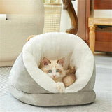 Darrahopens Pet Care > Cat Supplies > Cat Furniture Cat Bed - Comfortable Slipper-Shaped Cat Bed - Semi-Enclosed Pet Den - Suitable for Indoor Cats and Small Dogs - Warm Plush Cat and Dog Bed - Non-Slip Bottom - 50*35*30 cm - Gray