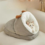 Darrahopens Pet Care > Cat Supplies > Cat Furniture Cat Bed - Comfortable Slipper-Shaped Cat Bed - Semi-Enclosed Pet Den - Suitable for Indoor Cats and Small Dogs - Warm Plush Cat and Dog Bed - Non-Slip Bottom - 50*35*30 cm - Gray