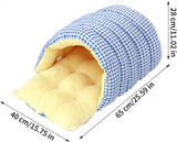 Darrahopens Pet Care > Cat Supplies > Cat Furniture Cat House - Cat Basket - Plush and Warm - Removable and Washable - Closed Cat Bed for Winter - Suitable for Indoor and Outdoor Use in Winter, Camping, Travel, Bedroom, Living Room and Apartment - Blue and White Checkered Pattern