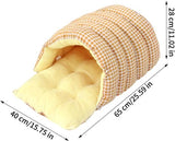 Darrahopens Pet Care > Cat Supplies > Cat Furniture Cat House - Cat Basket - Plush and Warm - Removable and Washable - Closed Cat Bed for Winter - Suitable for Indoor and Outdoor Use in Winter, Camping, Travel, Bedroom, Living Room - Orange and White Checkered Pattern