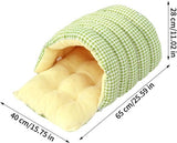 Darrahopens Pet Care > Cat Supplies > Cat Furniture Cat house - Cat basket - Plush and warm - Removable and washable - Closed cat bed for winter - Suitable for indoor and outdoor use in winter, camping, traveling, in the bedroom, living room and apartment - Green and white checkered