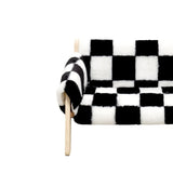 Darrahopens Pet Care > Cat Supplies > Cat Furniture cat sofa bed, faux-fur cat bed, checkered pet bed, warm pet bed, washable pet bed, wooden cat bed, small dog bed, Australian pet bed - black and white squares - Size L In Australia - Darrahopens