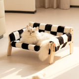 Darrahopens Pet Care > Cat Supplies > Cat Furniture cat sofa bed, faux-fur cat bed, checkered pet bed, warm pet bed, washable pet bed, wooden cat bed, small dog bed, Australian pet bed - Gray - Size L In Australia - Darrahopens