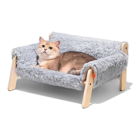 Darrahopens Pet Care > Cat Supplies > Cat Furniture cat sofa bed, faux-fur cat bed, checkered pet bed, warm pet bed, washable pet bed, wooden cat bed, small dog bed, Australian pet bed - Gray - Size L In Australia - Darrahopens