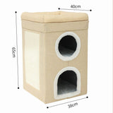 Darrahopens Pet Care > Cat Supplies > Cat Furniture Grey 3-Story Villa Cat House with Scratching Posts - Foldable Double-Decker Cat Condo, Warm & Breathable All-Season Pet Bed, Multi-Functional Play & Sleep Space, Durable Easy-Clean Fabric