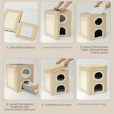 Darrahopens Pet Care > Cat Supplies > Cat Furniture Grey 3-Story Villa Cat House with Scratching Posts - Foldable Double-Decker Cat Condo, Warm & Breathable All-Season Pet Bed, Multi-Functional Play & Sleep Space, Durable Easy-Clean Fabric