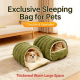 Darrahopens Pet Care > Cat Supplies > Cat Furniture High-Elasticity Warm Cat Bed: 45×30×19cm Wrapped Design, Striped Fleece + Arctic Fleece Heat Retention, Removable & Washable（light purple）