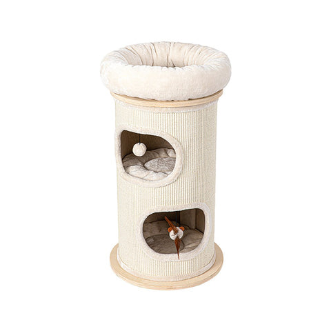 Darrahopens Pet Care > Cat Supplies > Cat Furniture HONEYPOTCAT Cosy Sisal Barrel With Plush Top - Compact 89cm