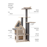 Darrahopens Pet Care > Cat Supplies > Cat Furniture HONEYPOTCAT Grand Cat Mansion With Space Capsule - 148cm