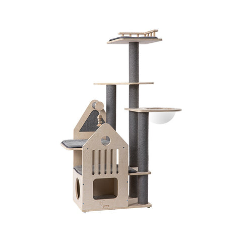 Darrahopens Pet Care > Cat Supplies > Cat Furniture HONEYPOTCAT Grand Cat Mansion With Space Capsule - 148cm
