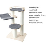 Darrahopens Pet Care > Cat Supplies > Cat Furniture HONEYPOTCAT Leisure Loft With Hammock & Scratch Post - Gray Felt - 127cm