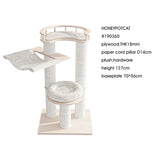 Darrahopens Pet Care > Cat Supplies > Cat Furniture HONEYPOTCAT Leisure Loft With Hammock & Scratch Post - White Velvet - 127cm