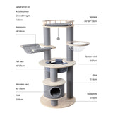Darrahopens Pet Care > Cat Supplies > Cat Furniture HONEYPOTCAT Majestic Reinforced Multi-Level Cat Tree With Hammock - 168cm