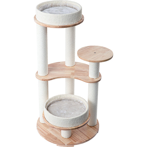 Darrahopens Pet Care > Cat Supplies > Cat Furniture HONEYPOTCAT MZ Simple Joy Wood Cat Tower - Double Delight 110cm