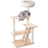 Darrahopens Pet Care > Cat Supplies > Cat Furniture HONEYPOTCAT Serenity Plush Top Cat Tower - Wood Varnish 125cm