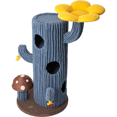 Darrahopens Pet Care > Cat Supplies > Cat Furniture HONEYPOTCAT Solo Cactus Bloom Cat Tree - Blue 120.5cm