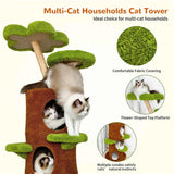 Darrahopens Pet Care > Cat Supplies > Cat Furniture Large Multi-Level Cat Tree Tower in Green & Brown with Plush and Wood Design, 61x148cm In Australia - Darrahopens