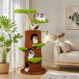Darrahopens Pet Care > Cat Supplies > Cat Furniture Large Multi-Level Cat Tree Tower in Green & Brown with Plush and Wood Design, 61x148cm In Australia - Darrahopens