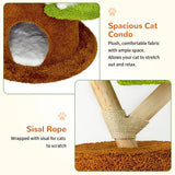 Darrahopens Pet Care > Cat Supplies > Cat Furniture Large Multi-Level Cat Tree Tower in Green & Brown with Plush and Wood Design, 61x148cm In Australia - Darrahopens