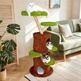 Darrahopens Pet Care > Cat Supplies > Cat Furniture Large Multi-Level Cat Tree Tower in Green & Brown with Plush and Wood Design, 61x148cm In Australia - Darrahopens