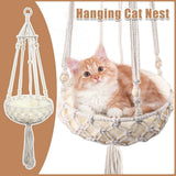Darrahopens Pet Care > Cat Supplies > Cat Furniture Macrame Cat Hammock Boho Style Kitty Hanging Swing Bed Pet Sleeping Bed Cat