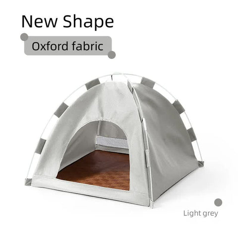 Darrahopens Pet Care > Cat Supplies > Cat Furniture Outdoor Cat House,Pet Tent -Windproof and Dustproof Shelter for Small Pets, Grey, Size: S  35*35*30cm