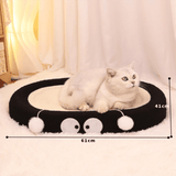 Darrahopens Pet Care > Cat Supplies > Cat Furniture Oval-shaped black coal balls Large Cat Scratcher Bed 2 in 1 Sisal Scratching Pad & Plush Lounge Nest Durable Claw Grinder Mat for Indoor Cats