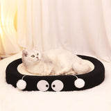 Darrahopens Pet Care > Cat Supplies > Cat Furniture Oval-shaped black coal balls Large Cat Scratcher Bed 2 in 1 Sisal Scratching Pad & Plush Lounge Nest Durable Claw Grinder Mat for Indoor Cats
