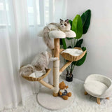 Darrahopens Pet Care > Cat Supplies > Cat Furniture Real Wood Cat Tree Tower in Natural Wood for Indoor Cats Up to 10KG, 60x111cm In Australia - Darrahopens