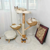 Darrahopens Pet Care > Cat Supplies > Cat Furniture Real Wood Cat Tree Tower in Natural Wood for Indoor Cats Up to 10KG, 60x111cm In Australia - Darrahopens