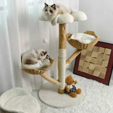 Darrahopens Pet Care > Cat Supplies > Cat Furniture Real Wood Cat Tree Tower in Natural Wood for Indoor Cats Up to 10KG, 60x111cm In Australia - Darrahopens
