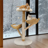 Darrahopens Pet Care > Cat Supplies > Cat Furniture Real Wood Cat Tree Tower in Natural Wood for Indoor Cats Up to 10KG, 60x111cm In Australia - Darrahopens