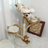 Darrahopens Pet Care > Cat Supplies > Cat Furniture Real Wood Cat Tree Tower in Natural Wood for Indoor Cats Up to 10KG, 60x111cm In Australia - Darrahopens