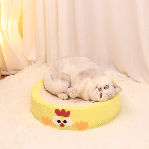 Darrahopens Pet Care > Cat Supplies > Cat Furniture Round braised chicken in yellow sauce Large Cat Scratcher Bed 2 in 1 Sisal Scratching Pad & Plush Lounge Nest Durable Claw Grinder Mat for Indoor Cats