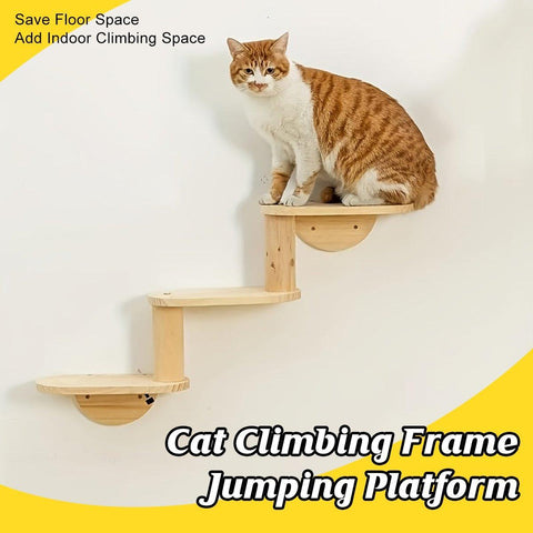 Darrahopens Pet Care > Cat Supplies > Cat Furniture Solid Wood Wall Mounted Cat Climbing Tree Rack Platform Space Capsule Bed Shelf