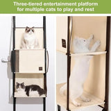 Darrahopens Pet Care > Cat Supplies > Cat Furniture Space-Saving Over-the-Door Cat Hammock with Three Cozy Tiers, Breathable Mesh Lounges, and Sturdy Metal Frame for Multi-Cat Households, Perfect for Indoor Play and Rest Without Floor Footprint. (Beige) In Australia - Darrahopens
