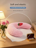 Darrahopens Pet Care > Cat Supplies > Cat Furniture White Pet U-Shaped Pillow - Soft Teddy Velvet Neck Support Cushion for Dogs and Cats, Deep Sleep Aid with Embroidered Design, Lightweight and Comfortable Pet Bed Accessory