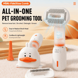 Darrahopens Pet Care > Cat Supplies > Cat Furniture White Rechargeable Pet Grooming Vacuum Brush and Hair Deshedding Comb with 140° Curved Pin Comb & Removable Collection Chamber, 4-in-1 Self-Cleaning Slicker Brush, Detangling Rake, Silicone Cleaning Brush & Blow Nozzle for Cats and Dogs