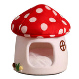 Darrahopens Pet Care > Cat Supplies > Cat Furniture Winter Mushroom Cat House Cozy Sleeping Pet Bed for Cats Indoor Warm Pet House
