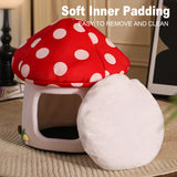 Darrahopens Pet Care > Cat Supplies > Cat Furniture Winter Mushroom Cat House Cozy Sleeping Pet Bed for Cats Indoor Warm Pet House